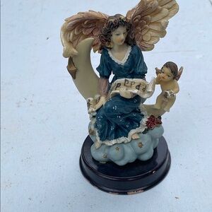 Angel Figurine with Cherub on Cloud